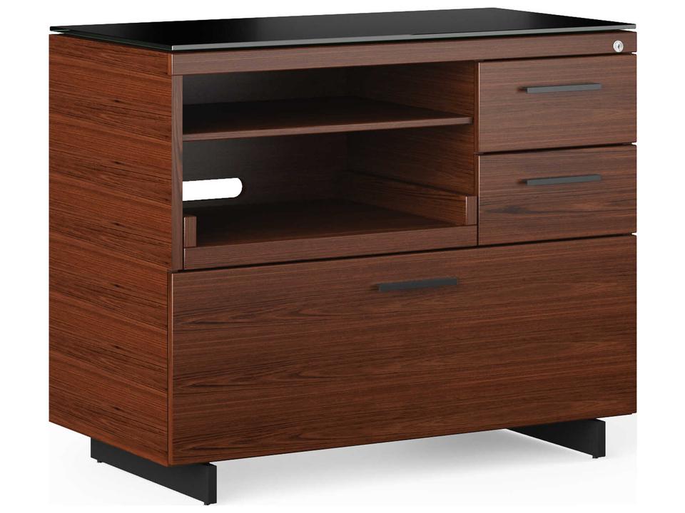 Sequel 20 Multifunction Storage and Printer Cabinet in Chocolate Stained Walnut and Black