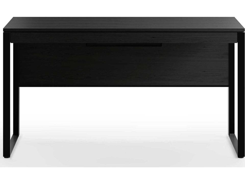 Linea 54-Inch Desk in Charcoal Stained Ash with Steel Frame and Storage Drawer