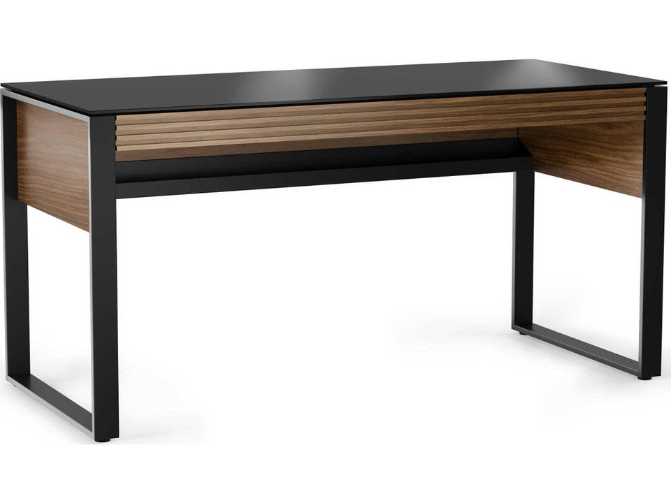 Office Desk Corridor Natural Walnut Glass Top