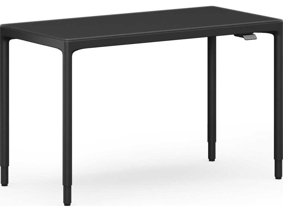 Luma 6761 Height Adjustable Desk in Black with Satin-Etched Glass Top