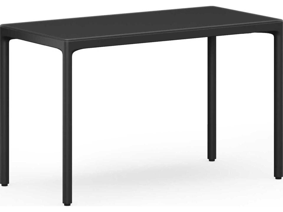 Luma 48-Inch Compact Office Desk in Black with Satin-Etched Tempered Glass Top