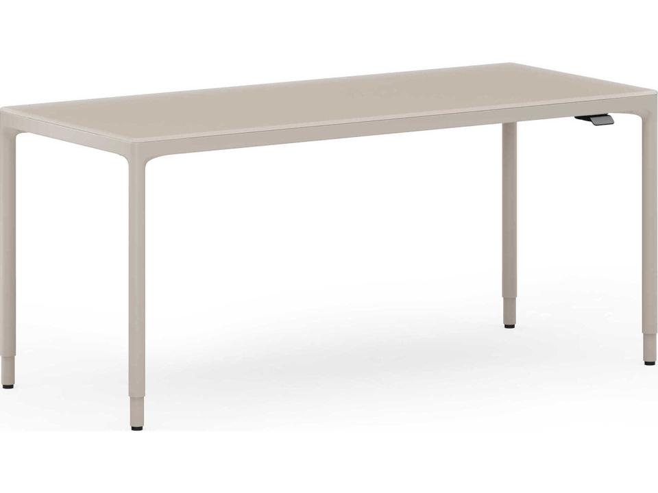 Luma 6762S Stationary Desk 66 Inch Satin-Etched Glass Top in Dune by Matthew Weatherly