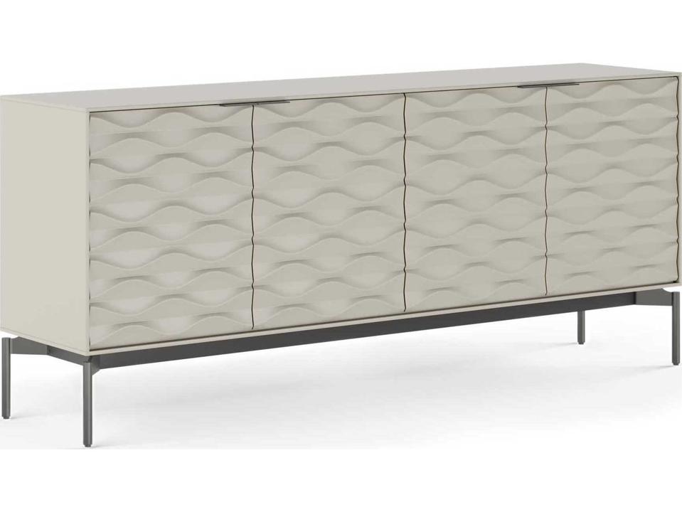 Ripple 4-Door Storage Credenza in Stone and Brushed Carbon