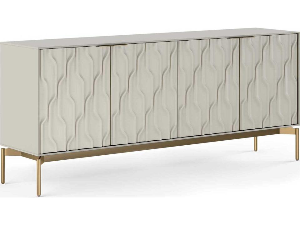 Mesa Storage Credenza in Stone Grey with Brushed Brass Base