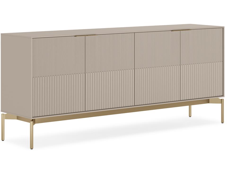 Zig 79-Inch Storage Credenza with Fluted Dune Doors and Brushed Brass Base