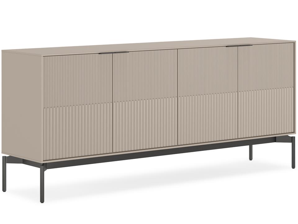 Zig Storage Credenza in Dune and Brushed Carbon with Fluted Doors