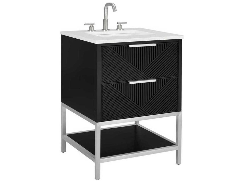 Diamond 24 Inch Bathroom Vanity Cabinet in Charcoal Black with Brushed Nickel Hardware