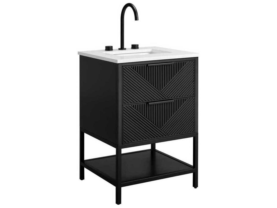 Diamond 24-Inch Freestanding Bathroom Vanity Cabinet in Charcoal Black with Matte Black Hardware