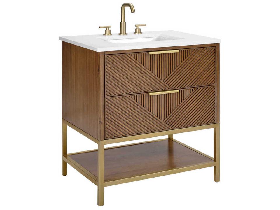 Diamond 30-Inch Freestanding Single Basin Bathroom Vanity Walnut