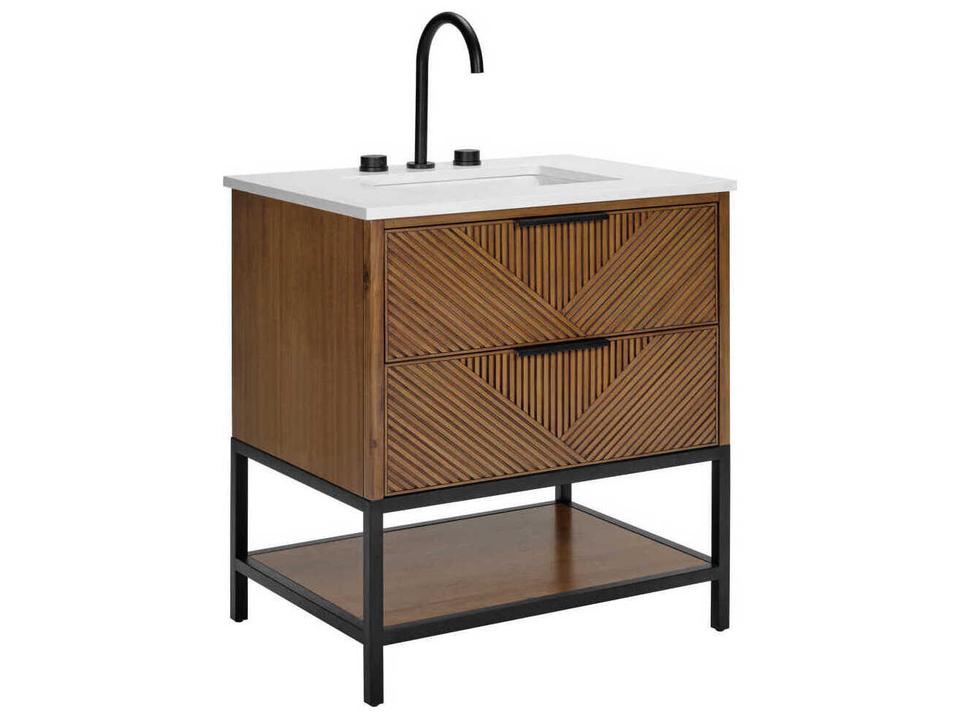 Diamond 30-Inch Walnut Matte Black Free Standing Bathroom Vanity