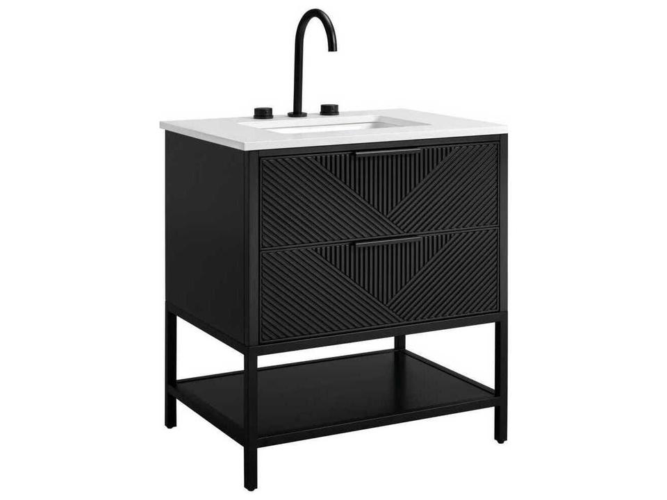Diamond 30 Inch Free Standing Bathroom Vanity Cabinet in Charcoal Black with Matte Black Hardware