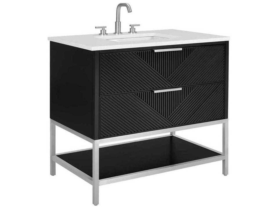 Diamond 36-Inch Freestanding Bathroom Vanity Cabinet in Charcoal Black with Solid Wood Construction