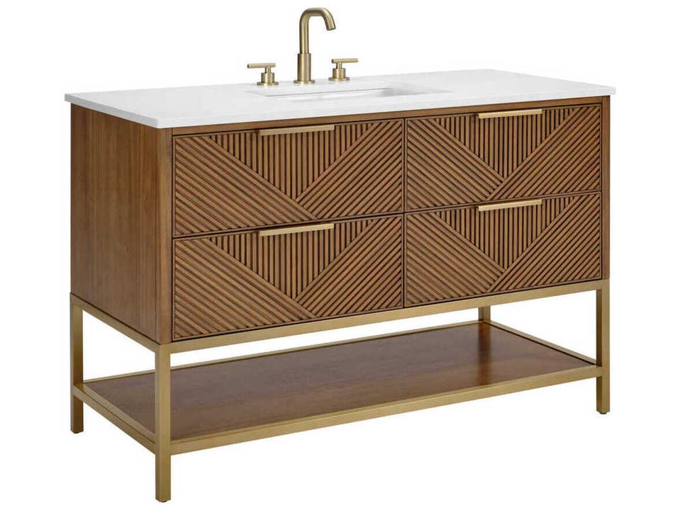 Diamond 48 Inch Free Standing Bathroom Vanity Cabinet in Walnut