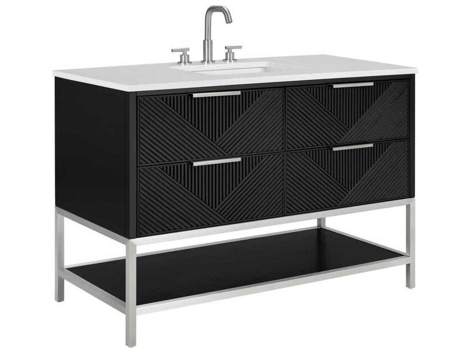 Diamond 48-Inch Freestanding Bathroom Vanity Cabinet in Charcoal Black with Soft-Close Drawers