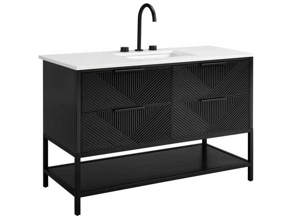 Diamond 48-Inch Freestanding Single Basin Bathroom Vanity in Charcoal Black with Marble Top
