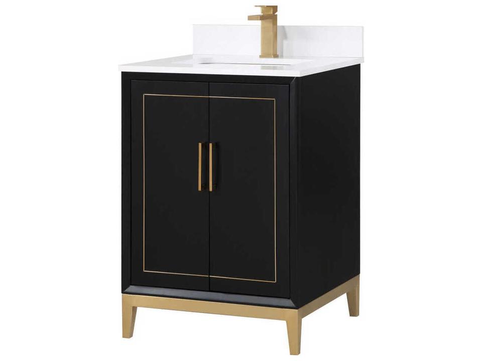 Gracie 24-Inch Solid Wood Single Bathroom Vanity in Midnight Black