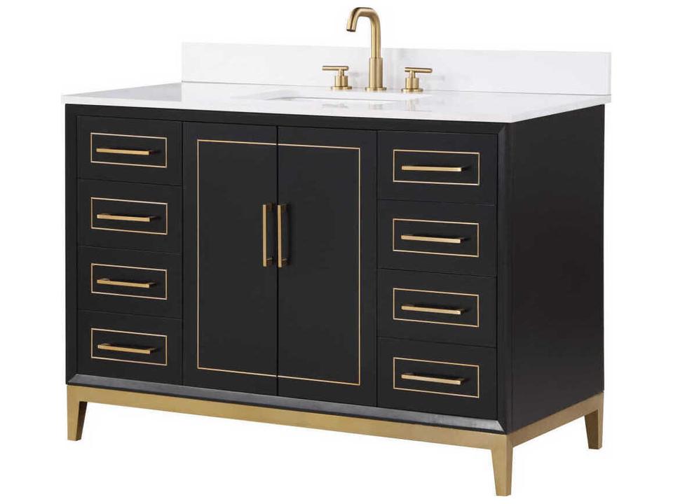 Gracie 48-Inch Single Bathroom Vanity Set Midnight Black