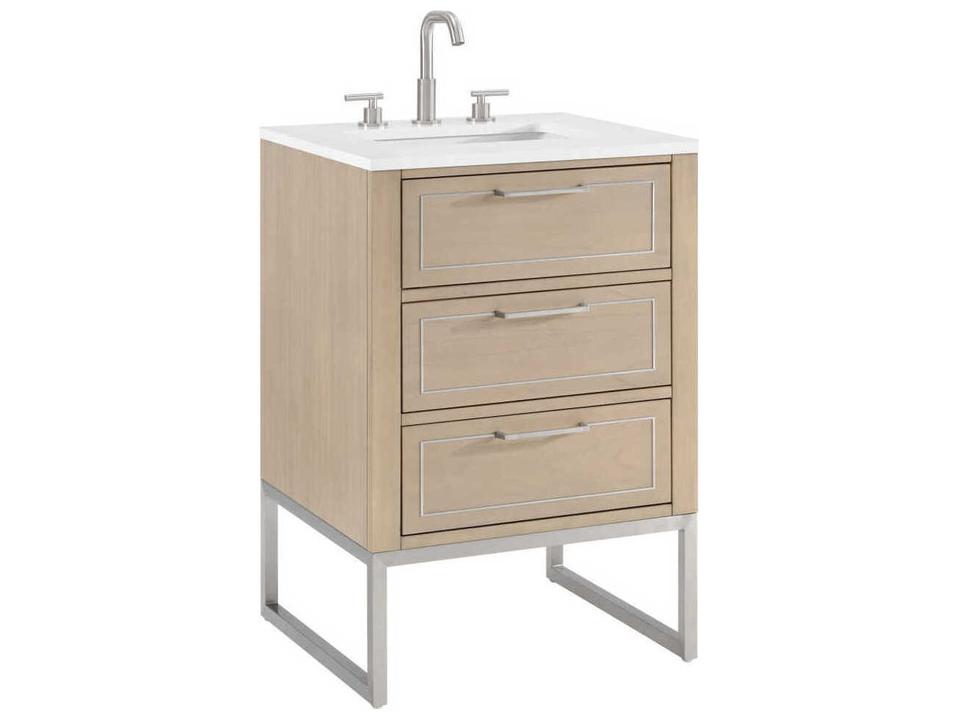 Markham 24-Inch Single Bathroom Vanity Cabinet in Walnut Veneer with Brushed Nickel Hardware