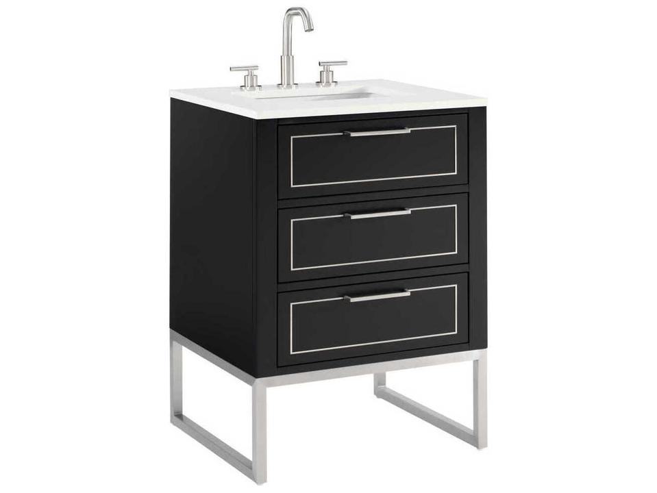 Markham 24-Inch Freestanding Bathroom Vanity in Midnight Black with Brushed Nickel Hardware