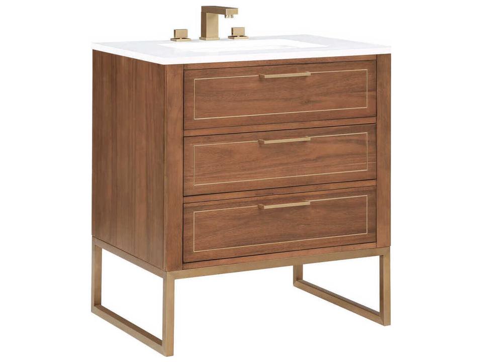 Markham 30-Inch Walnut Freestanding Bathroom Vanity