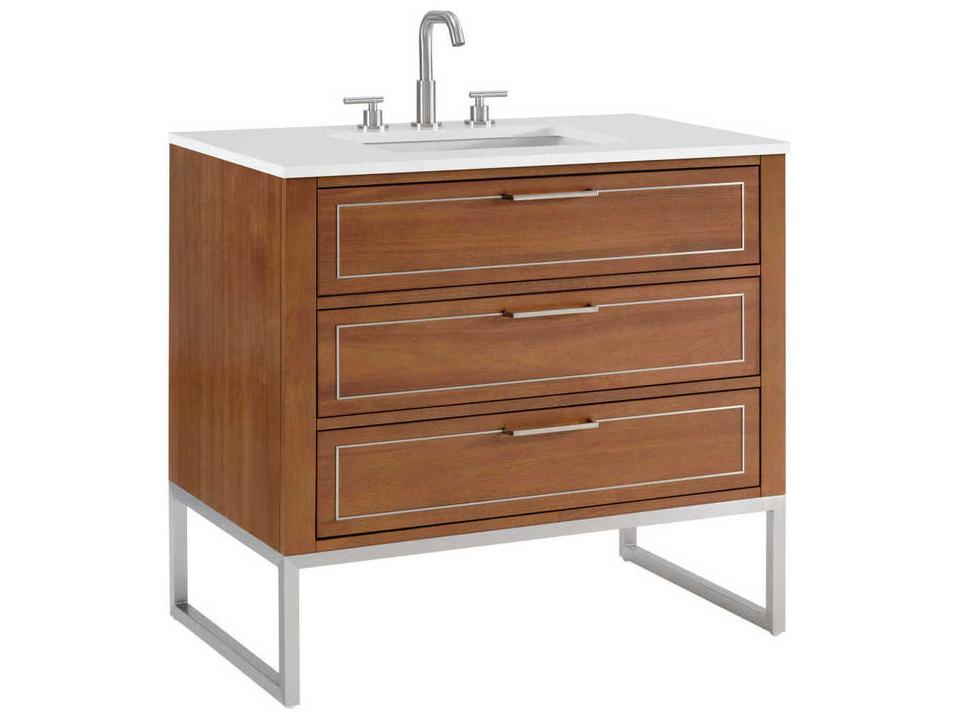 Markham 36-Inch Walnut Freestanding Bathroom Vanity with Brushed Nickel Hardware