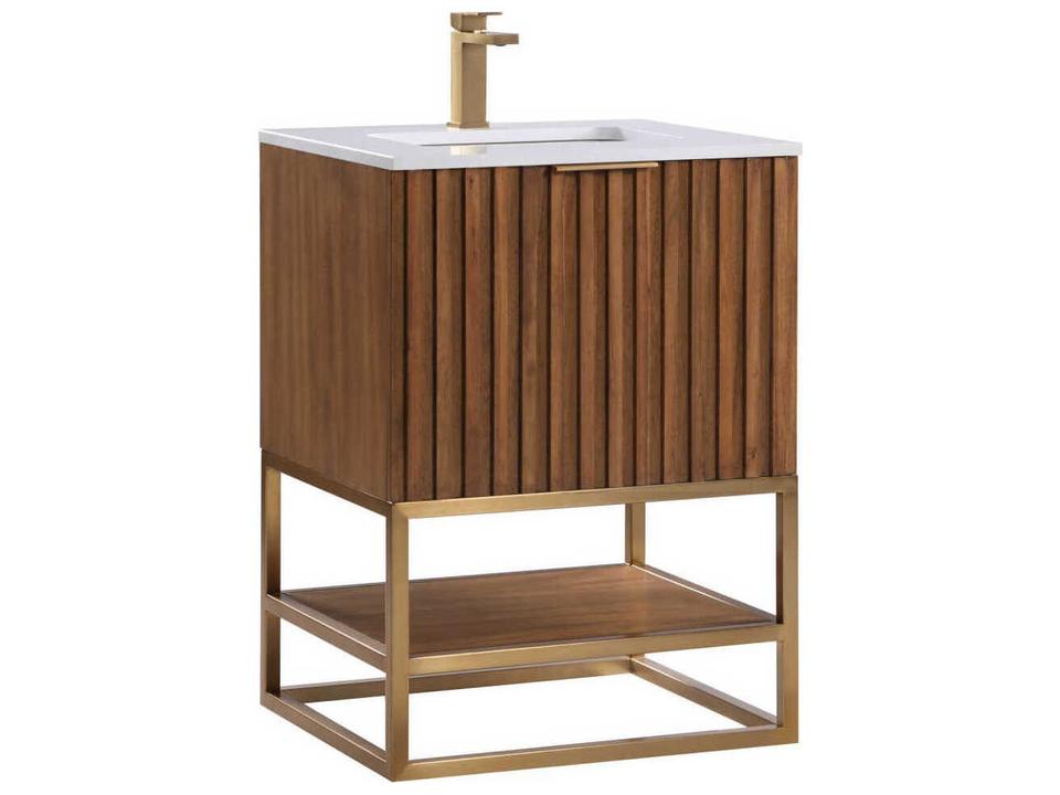 Terra 24-Inch Single Bathroom Vanity Set Walnut