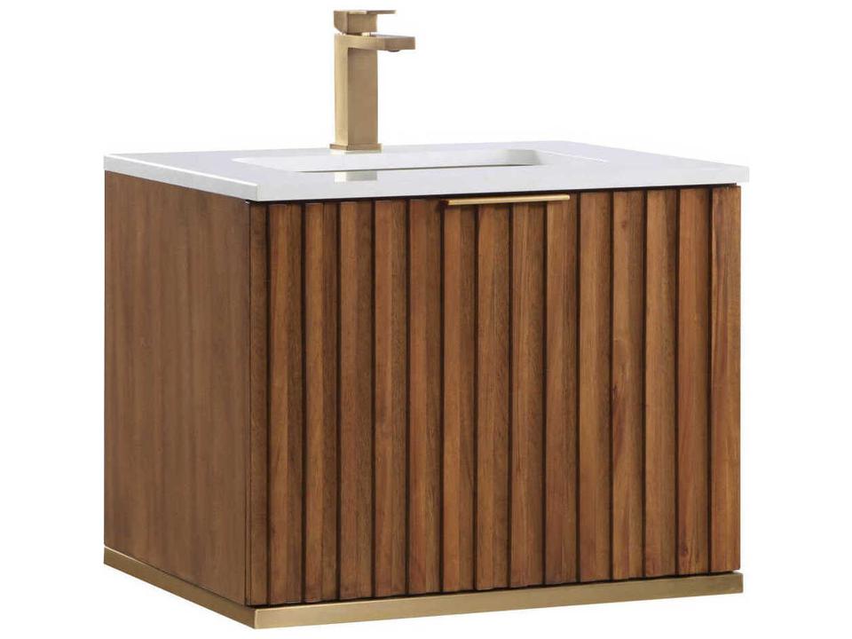 Terra 24-Inch Wall-Mounted Single Bathroom Vanity in Walnut
