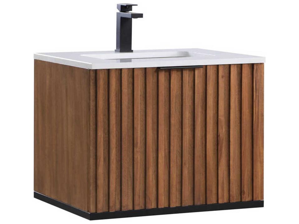 Terra 24-Inch Wall Mounted Bathroom Vanity Set Walnut