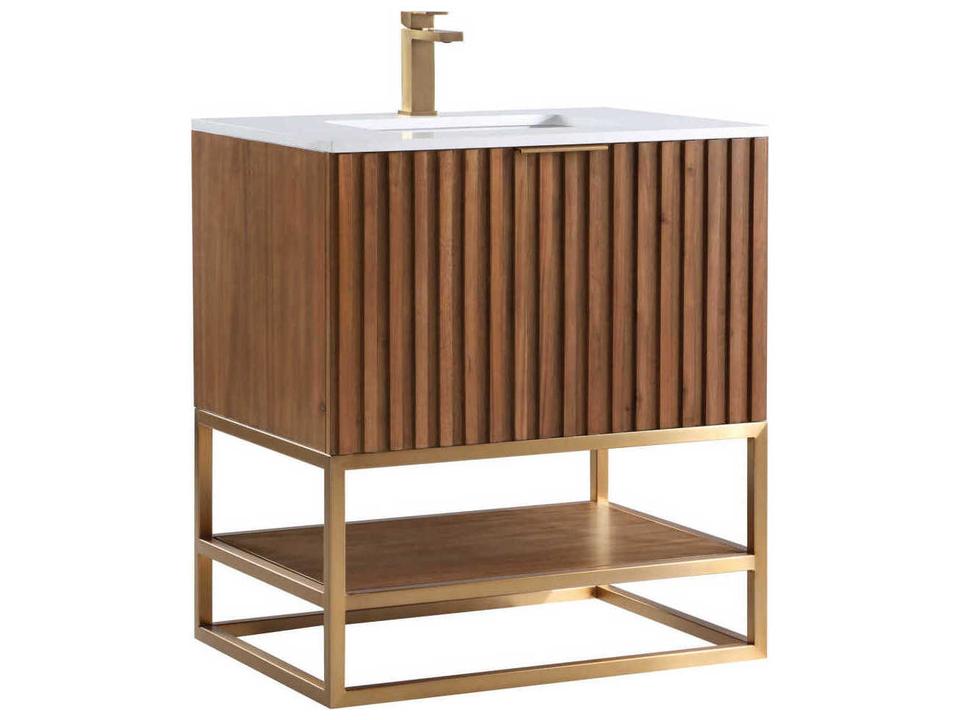 Terra 30-Inch Walnut Freestanding Bathroom Vanity
