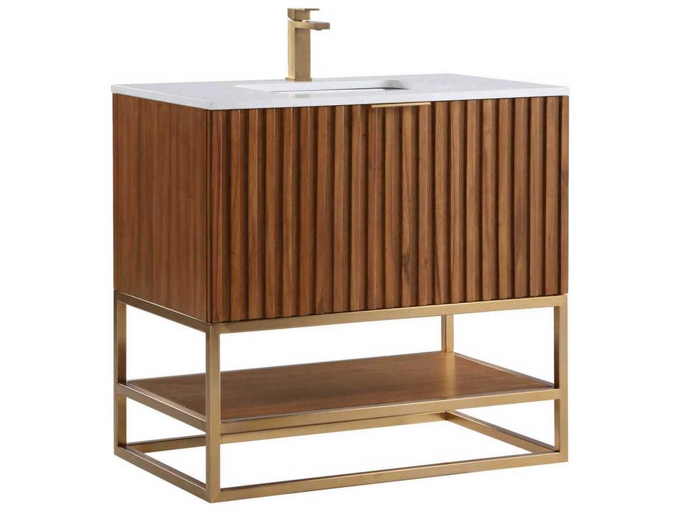 Terra 36 Inch Single Bathroom Vanity Set Walnut