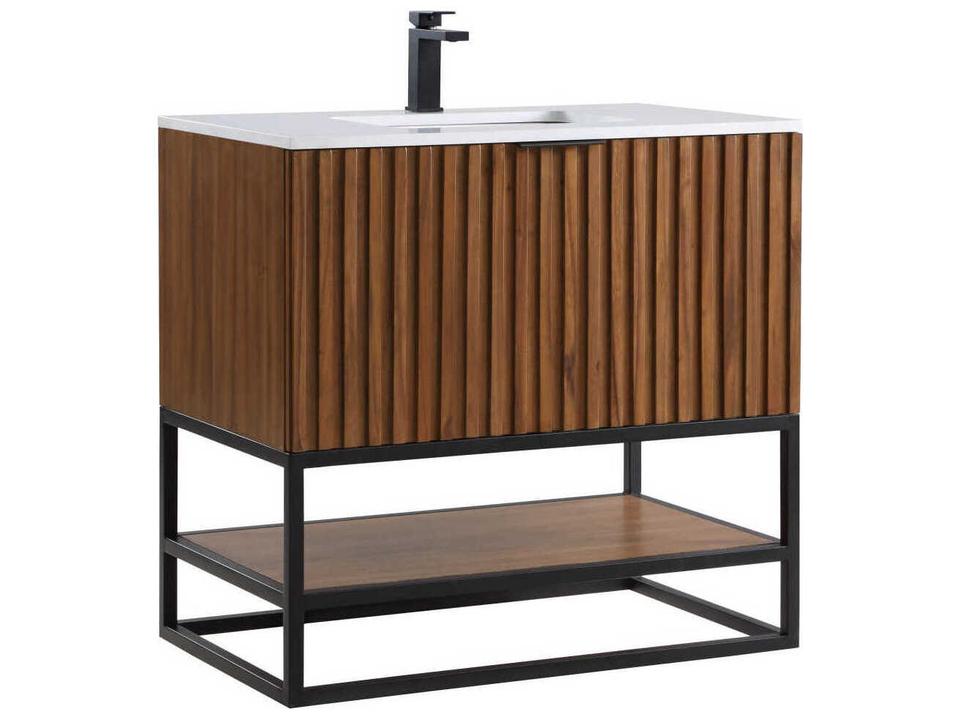 Terra 36-Inch Walnut Freestanding Bathroom Vanity