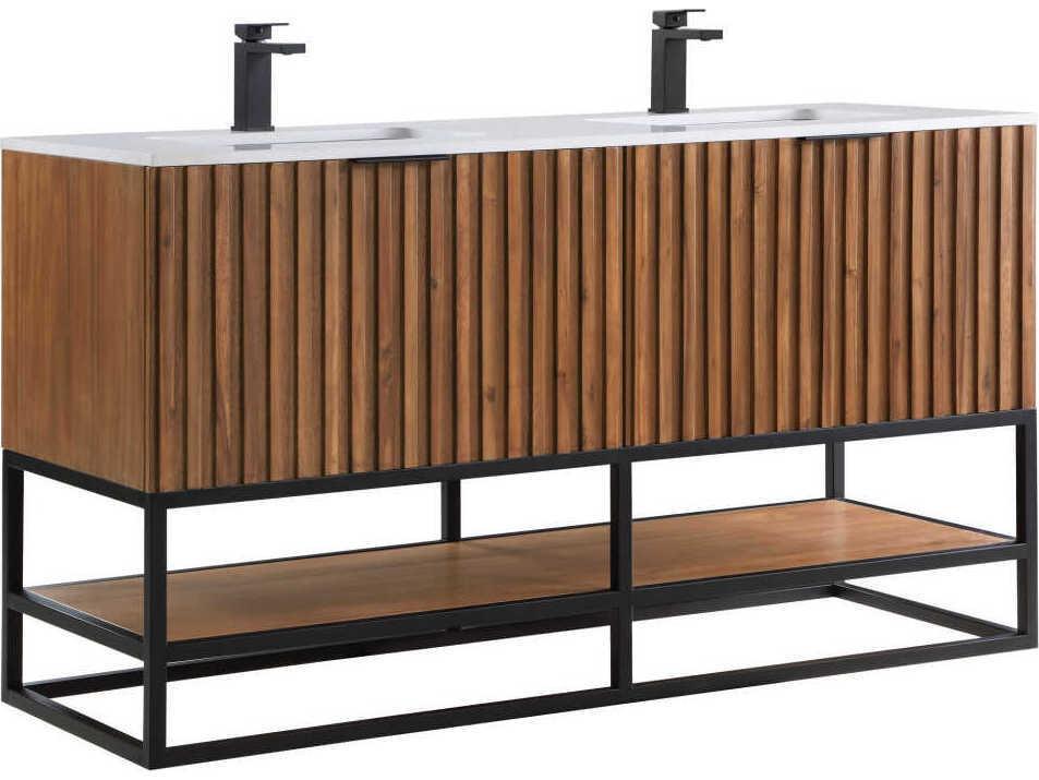 60-Inch Double Bathroom Vanity Set Terra Walnut