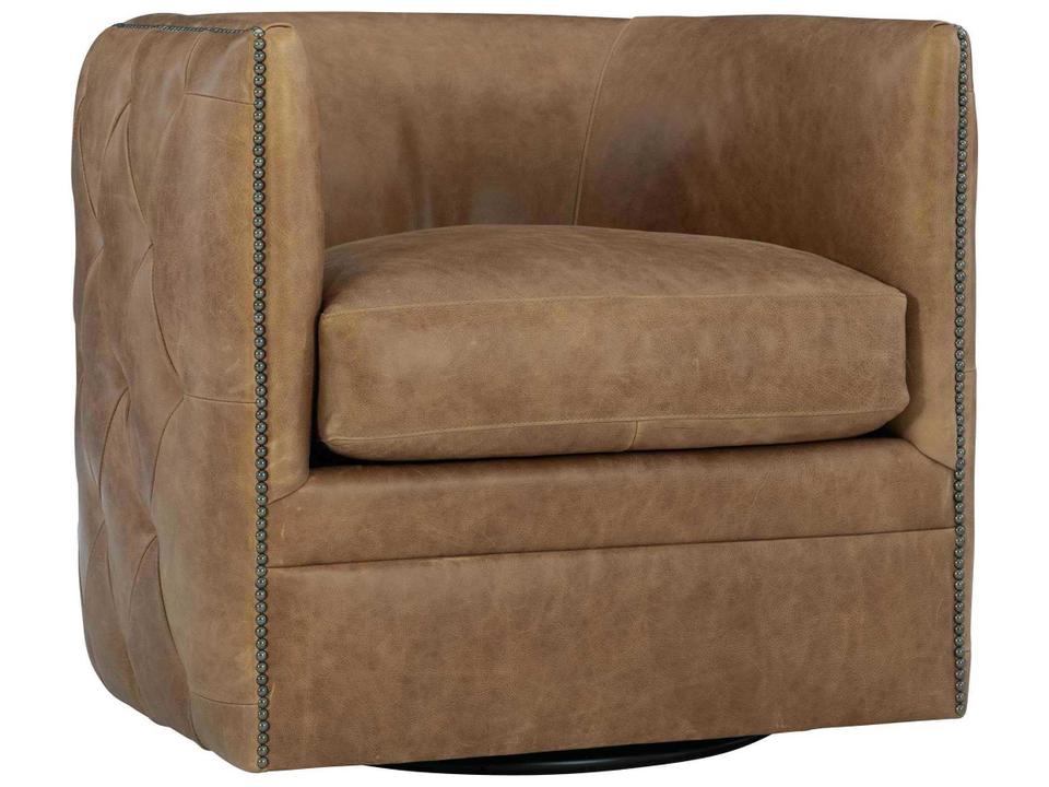 Palazzo Leather Swivel Chair with Nailhead Trim