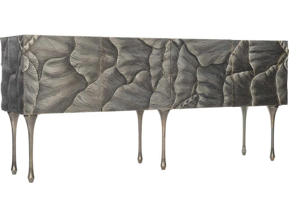 Interiors Flora Entertainment Credenza in Antique Silver with Floral Motif