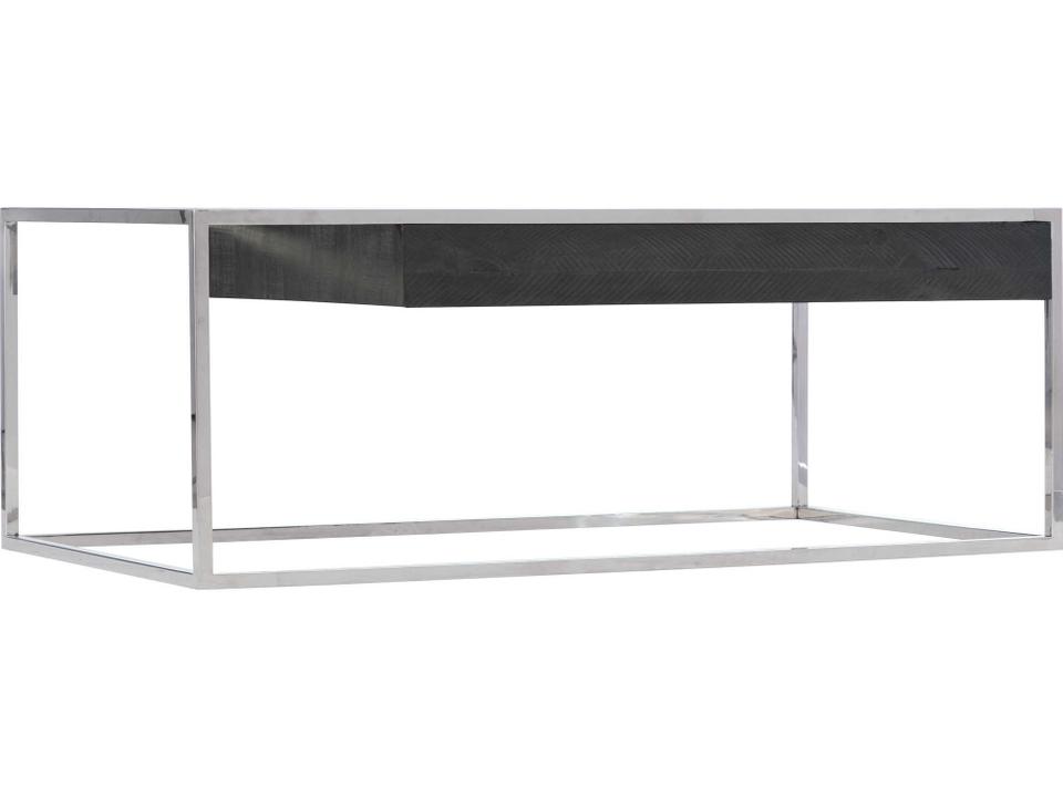 Logan Square Beacon Rectangle Coffee Table in Cinder and Polished Stainless Steel