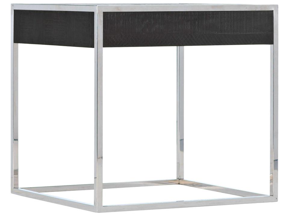 Logan Square Beacon End Table Cinder Wood and Gray Mist Stainless Steel