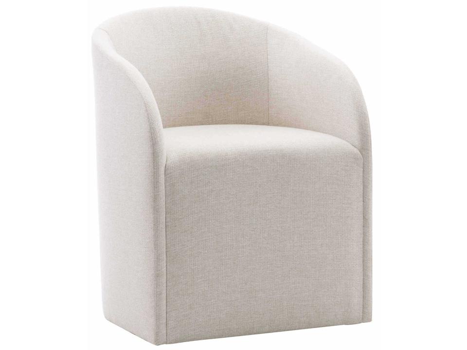 Logan Square Finch Upholstered Arm Dining Chair in Beige Fabric