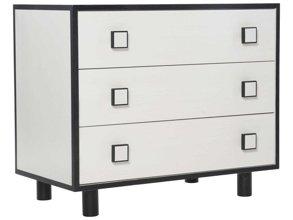 Silhouette 3-Drawer Nightstand with USB Charging in Eggshell and Onyx