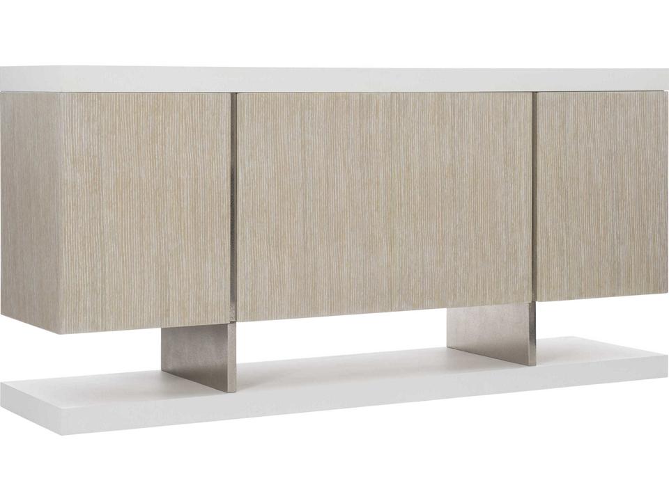 Solaria Quartered White Oak Sideboard with Faux Stone Top and Nickel Accents