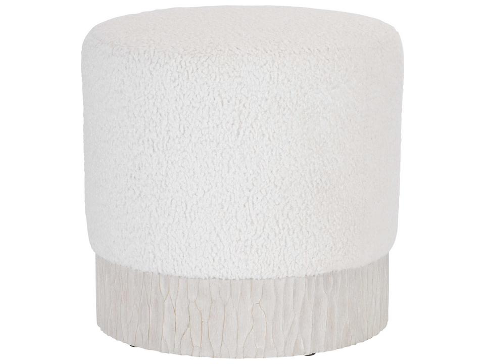 Solaria Upholstered Round Ottoman with Chiseled Resin Base