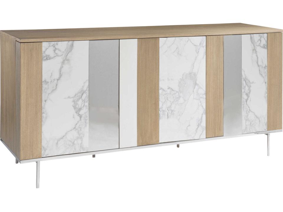 Modulum 3-Door Buffet Faux Marble Stainless Steel Sahara Finish