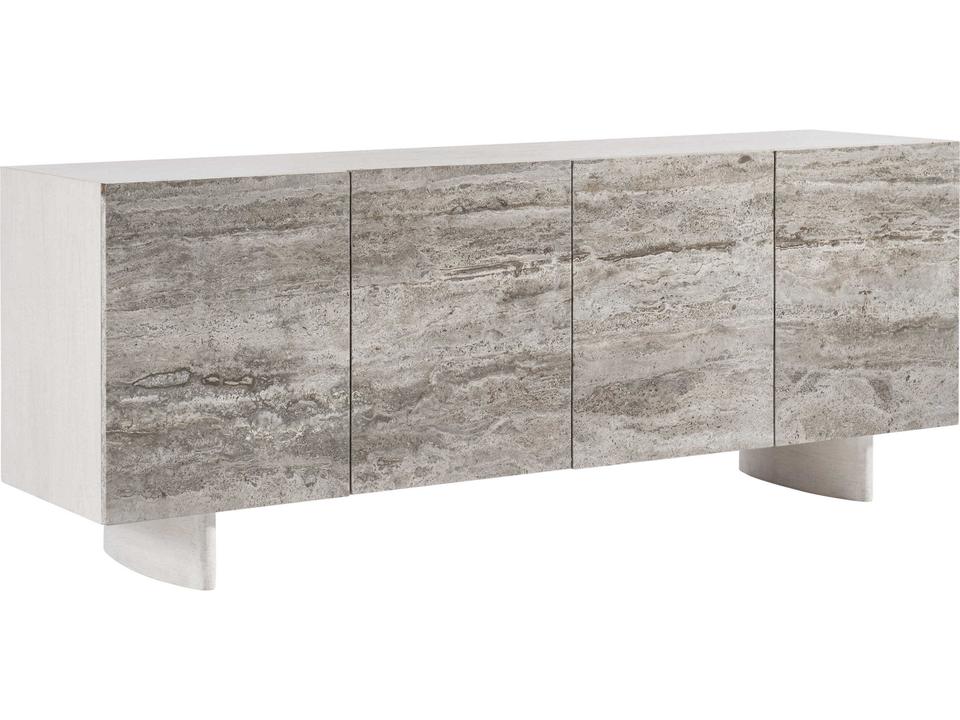 Sereno 72-Inch Entertainment Credenza in Walnut with Silver Travertine