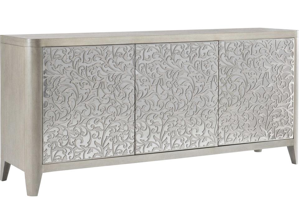 Cornelia 3-Door Buffet in Nebbia and Glazed Stainless Steel