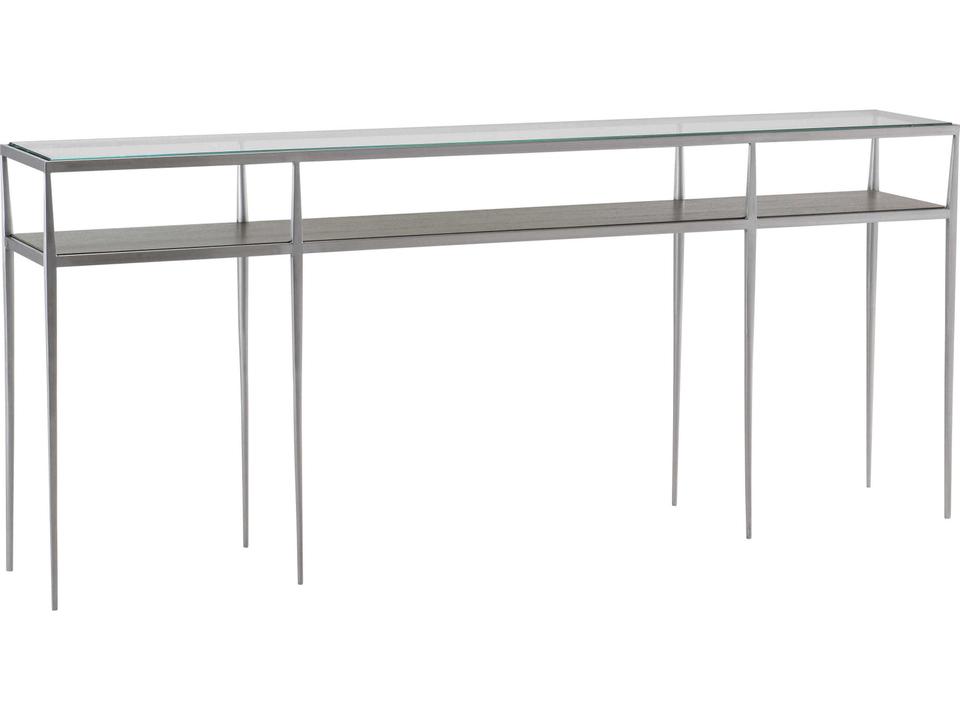 Cornelia Console Table with Glass Top and Brushed Stainless Steel Base