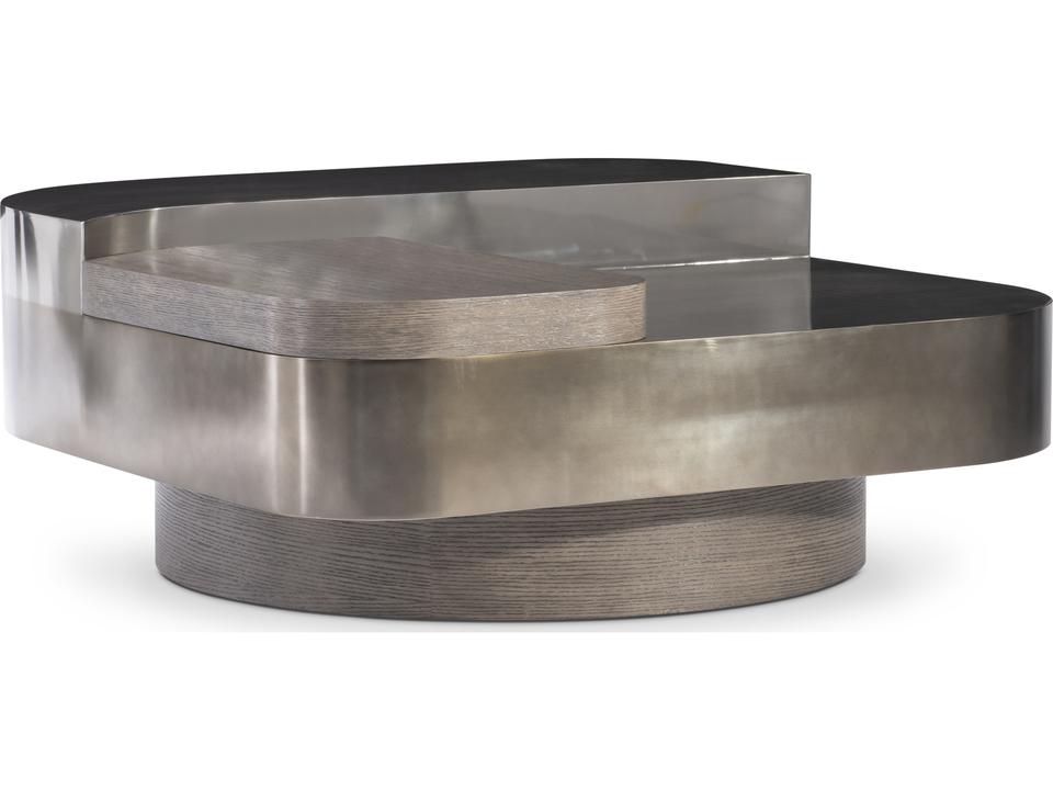 Jacopo Square Coffee Table in Kona Wood and Bronze Metal