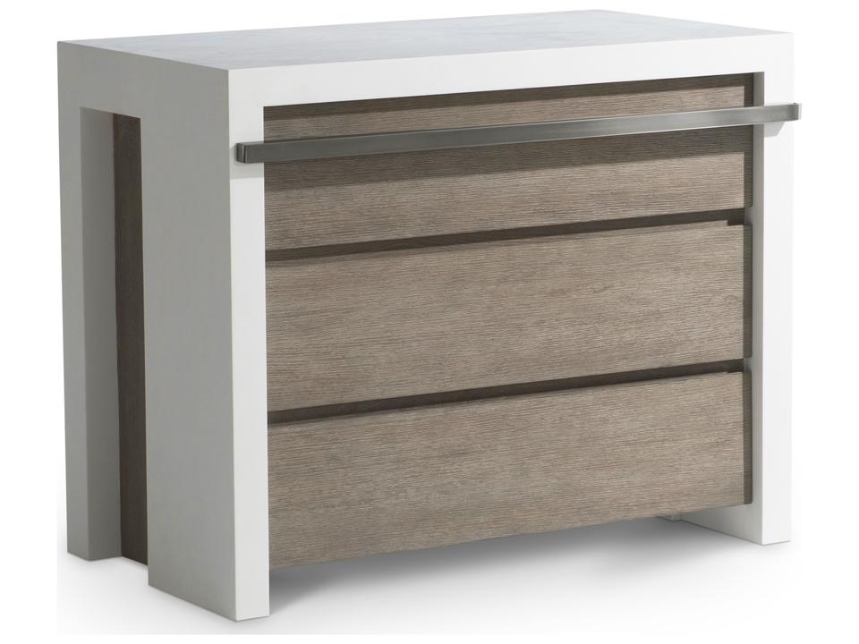Westfall Oak Nightstand with USB Charging and Soft-Close Drawers in White Plaster and Bluff Finish
