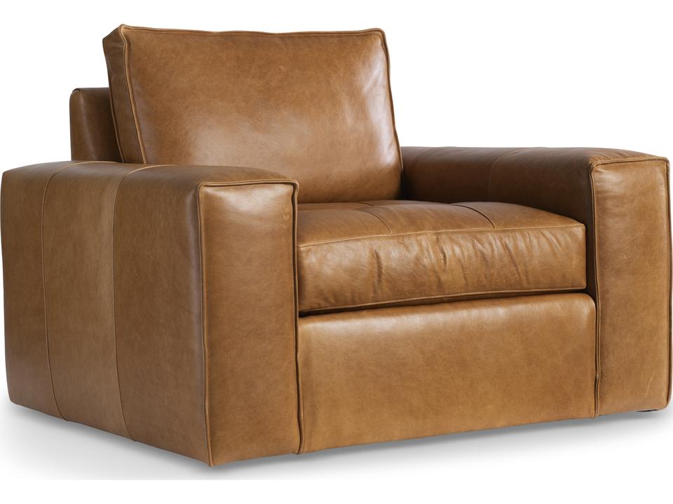 Nest Tan Leather Swivel Accent Chair Modern Design