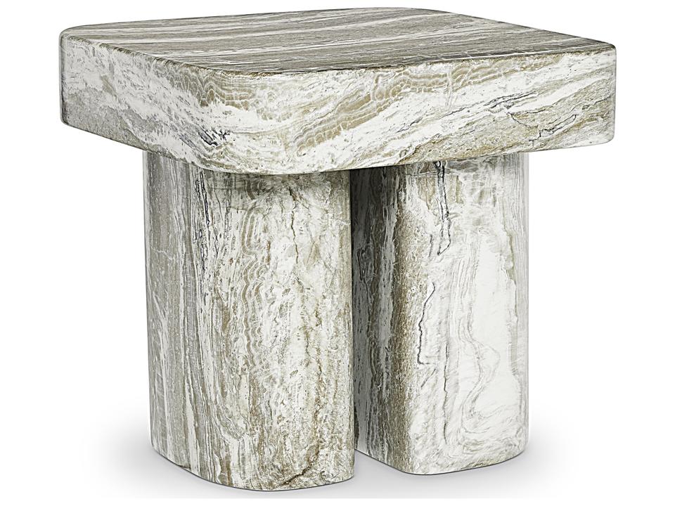 Arcadia Square Faux Stone Kalta End Table
