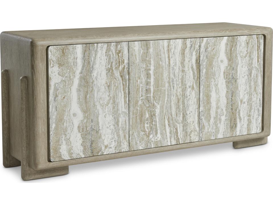 Arcadia Wire-Brushed Oak Buffet with Faux Stone Doors in Clay and Kalta Finish
