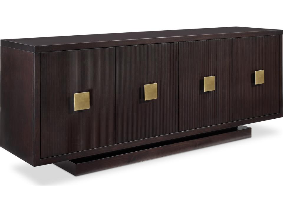 Boulevard Buffet Ebonized Walnut Veneers Gold Pulls Mid-Century Modern